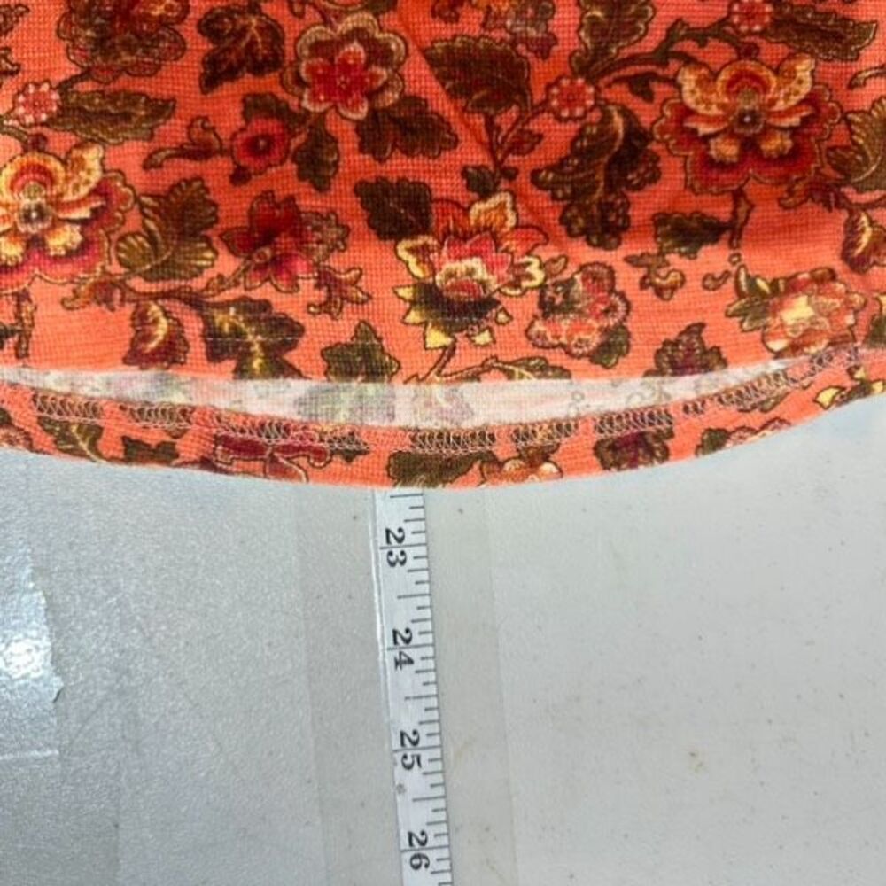 Sundance Women's Floral Waffle Knit‎ Henley Neck Thermal Top Orange Medium - Picture 9 of 10